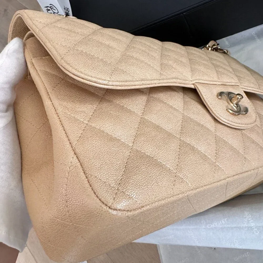 100% Authentic 19S CHANEL Jumbo Double Flap IRIDESCENT Caviar Lambskin GHW - Picture 8 of 16